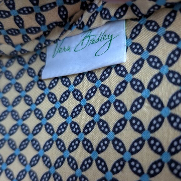 Vera Bradley, Tiki Clutch in Bali Blue Print, Coconut Button, Woven Rattan, RARE - Picture 7 of 10